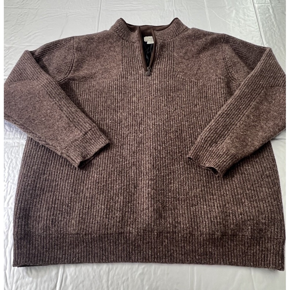 L.L. Bean Waterfowl Gore Windstopper Sweater Men XXL Merino Lambs Wool Brown EUC